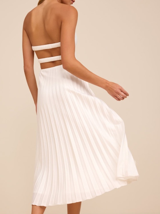 Lulus Dresses & Skirts - Lulus Irelyn White Satin Bustier Midi Dress - Size M